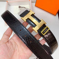 Hermes Men Gold Buckle Belt 'Black' Banlieue91
