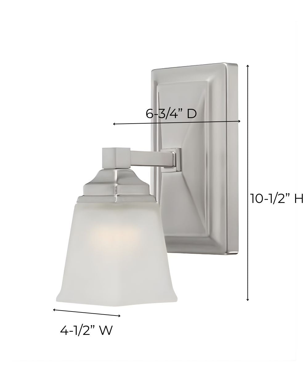 5"W 1-Light LED Bath Vanity Light Fixture Brushed Nickel Finish with Square Shade LampsUSA