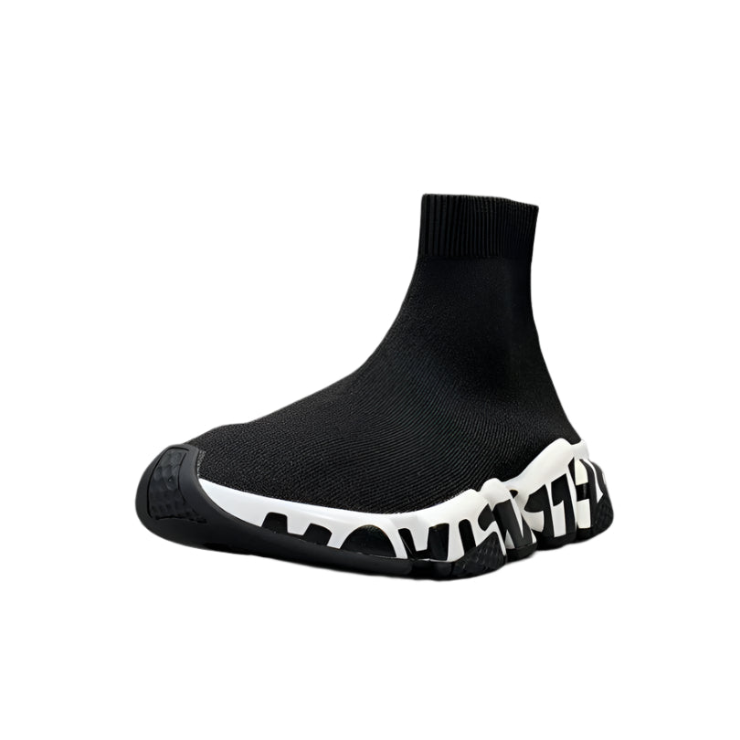 Balenciaga Speed Graffiti Trainers White Black Logo Banlieue91