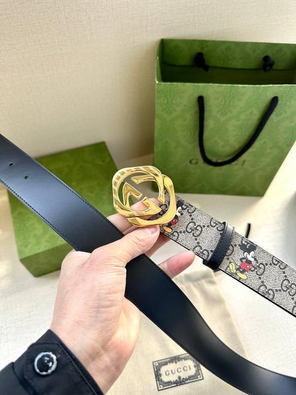 GUCCI x Mickey Mouse Embellished coated-canvas and leather belt 'Grey' Banlieue91