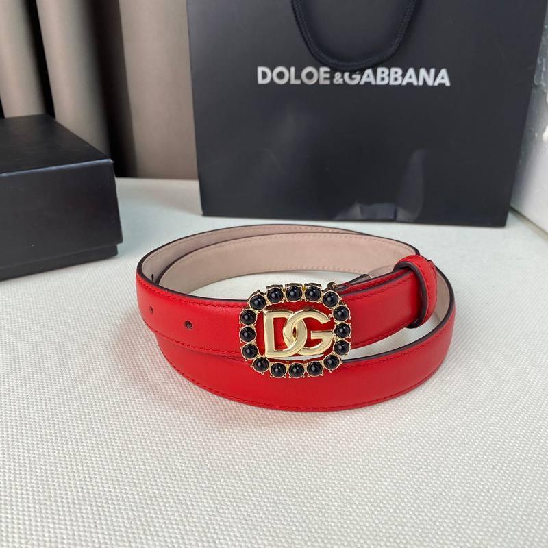 Dolce Gabbana Women Calfskin belt with bejeweled DG logo 'Red' Banlieue91