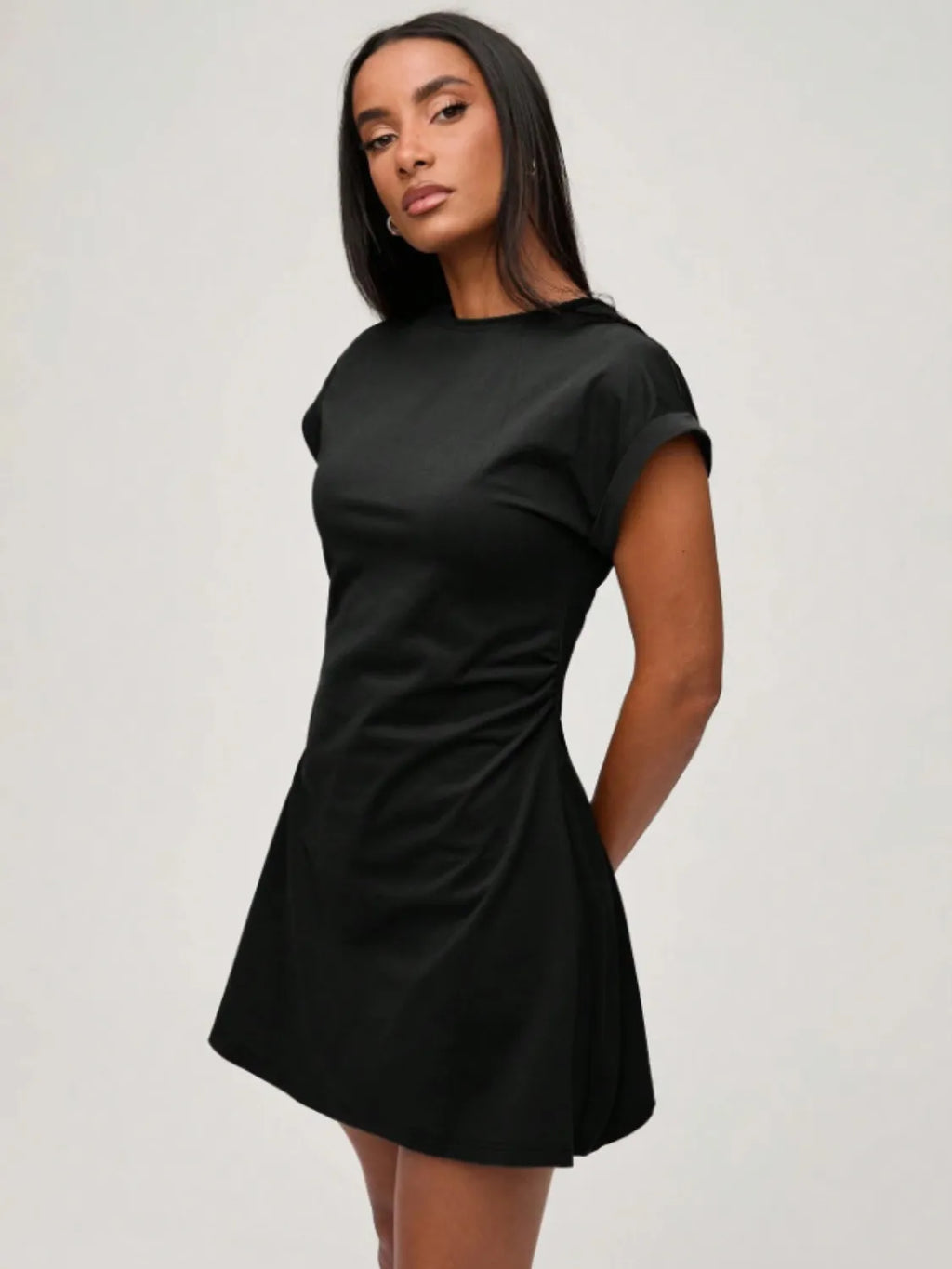 Round Neck Short Sleeve Mini Tee Dress