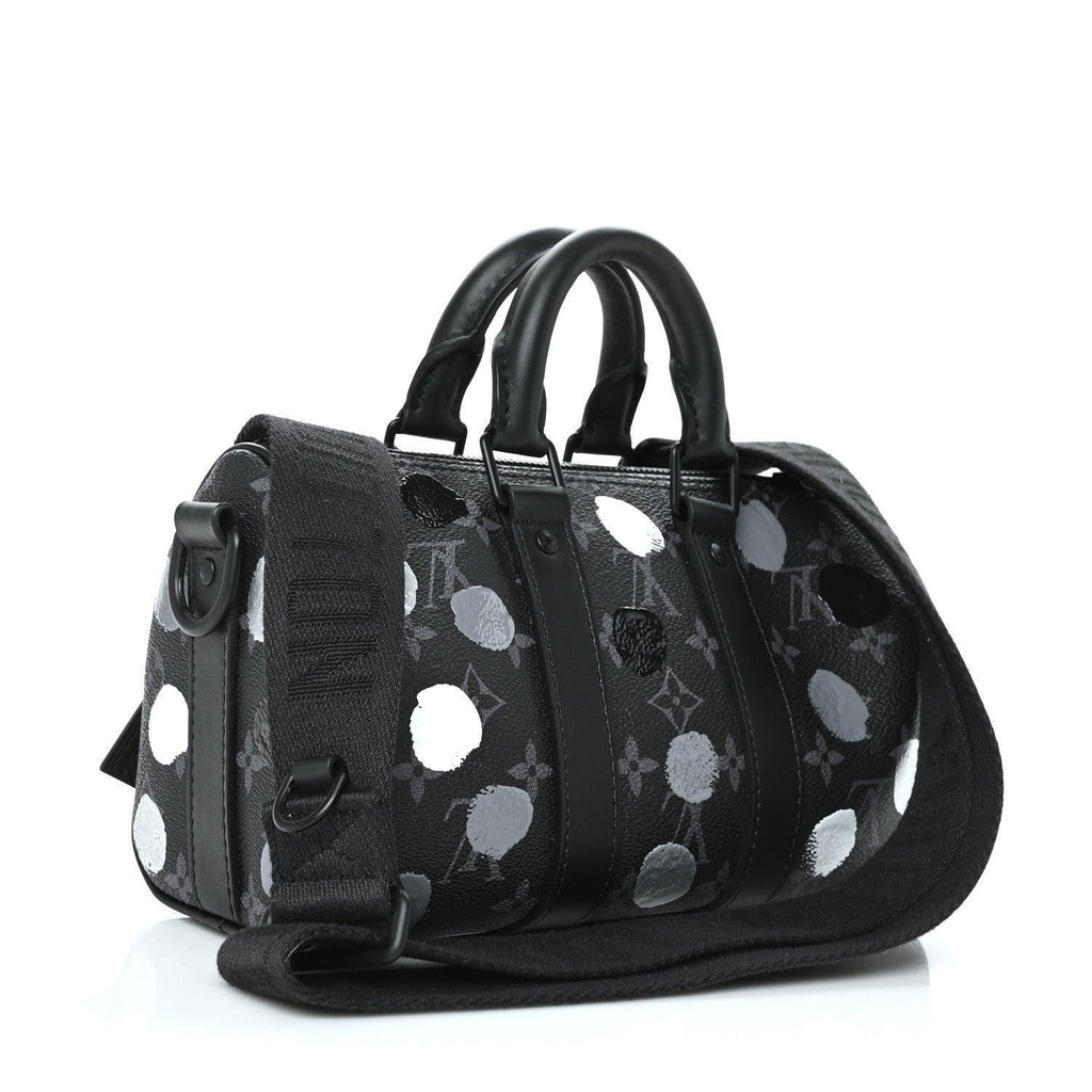 Louis Vuitton LV X YK Monogram Eclipse Keepall Bandouliere 25 Black Silver Banlieue91