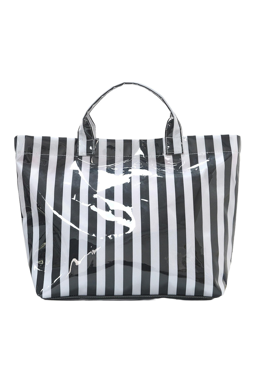 Red Glossy Striped Vinyl Large Tote Bag (Color Varied)