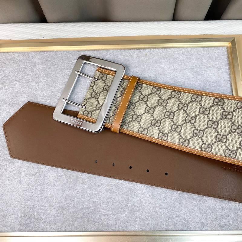 GUCCI Embellished coated-canvas and leather Women belt 'Beige' Banlieue91