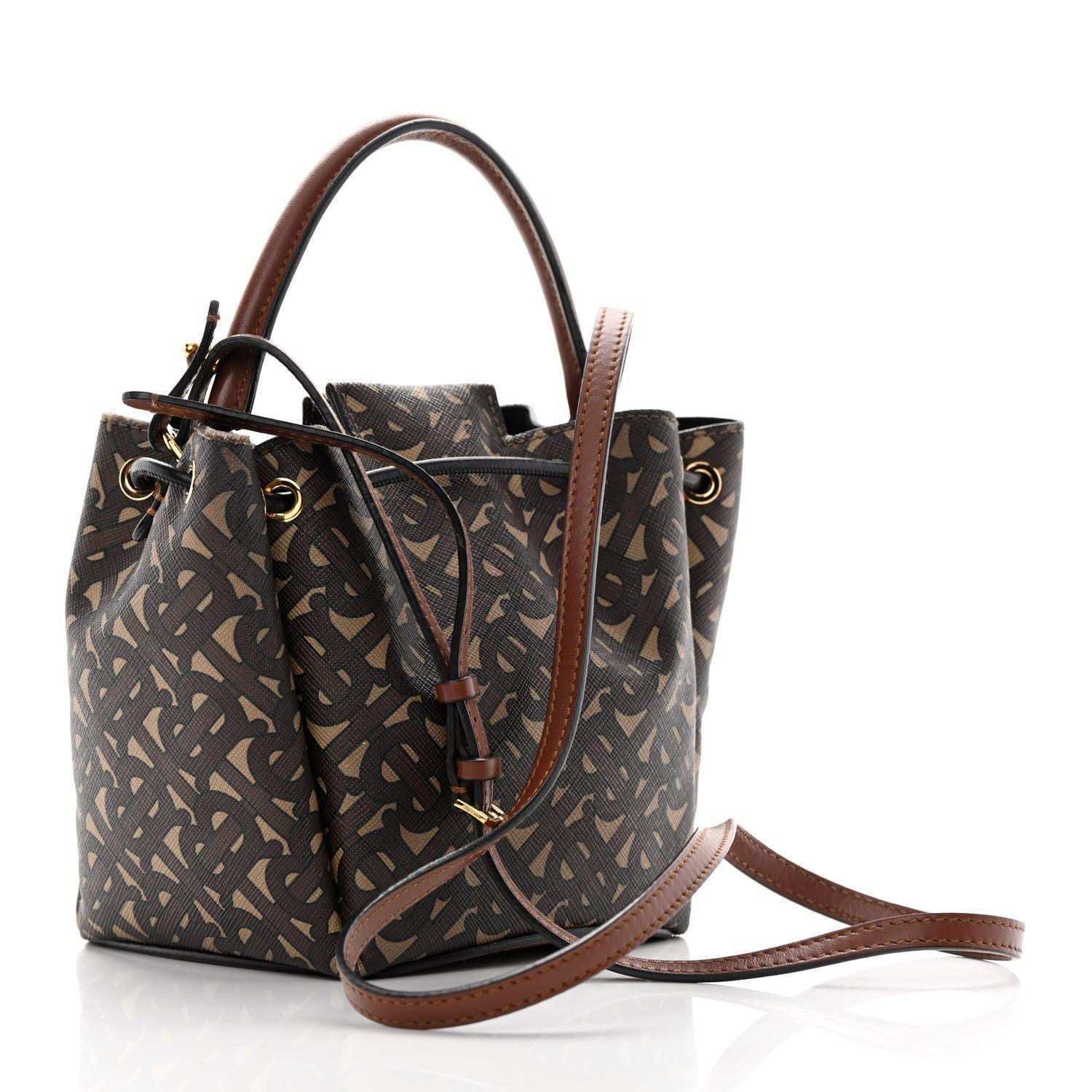 Burberry E-canvas Monogram TB Bucket Bag Bridle Banlieue91