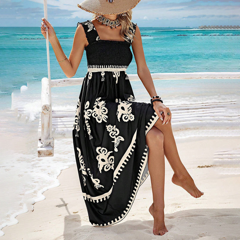Women’s Wide-Strap Printed Maxi Dress FitiqueFit