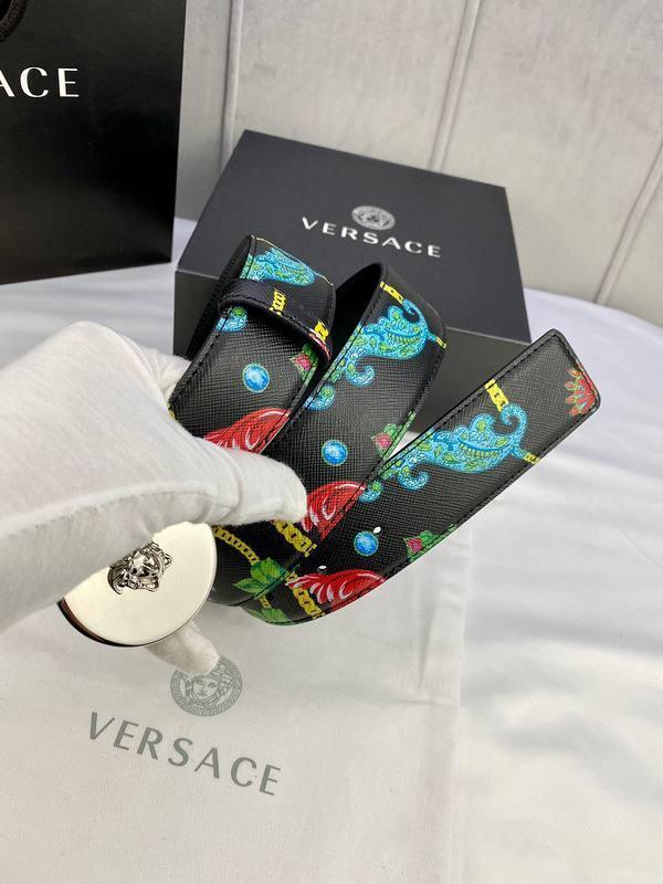 Versace MEDUSA BIGGIE ENAMEL LEATHER BELT Banlieue91