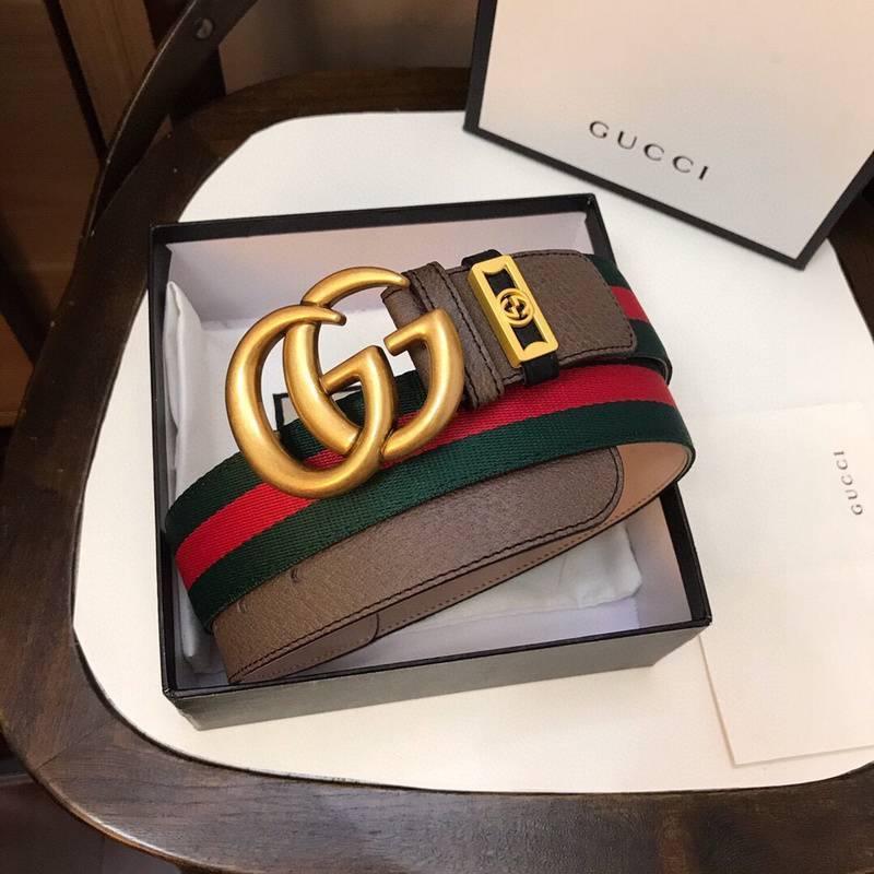Gucci GG Marmont Web Belt Canvas and Leather 'Green/Red' Banlieue91