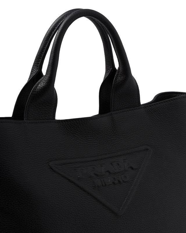 Prada logo-embossed leather tote bag