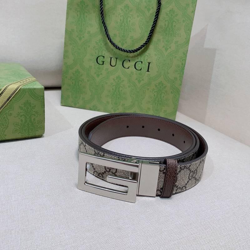 GUCCI Embellished coated-canvas and leather belt 'Grey' Banlieue91