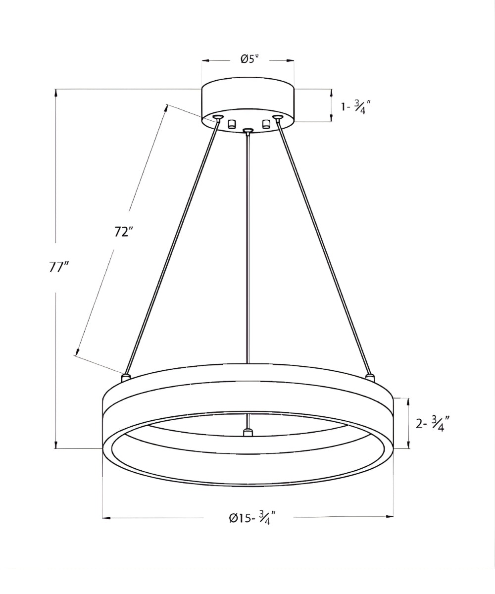 Edge-Lit 16"W 1-Light Round LED Ribbon Chandelier Light Fixture Brushed Nickel Finish LampsUSA