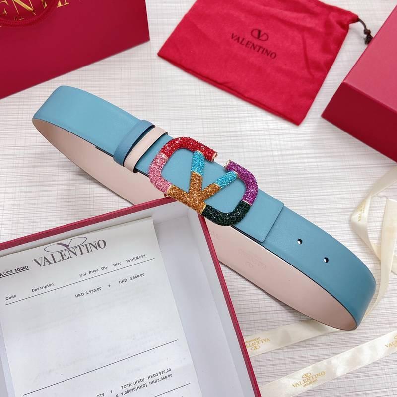 VALENTINO GARAVANI V logo Rainbow Reversible Leather Belt 'Beige/Sky Blue' Banlieue91