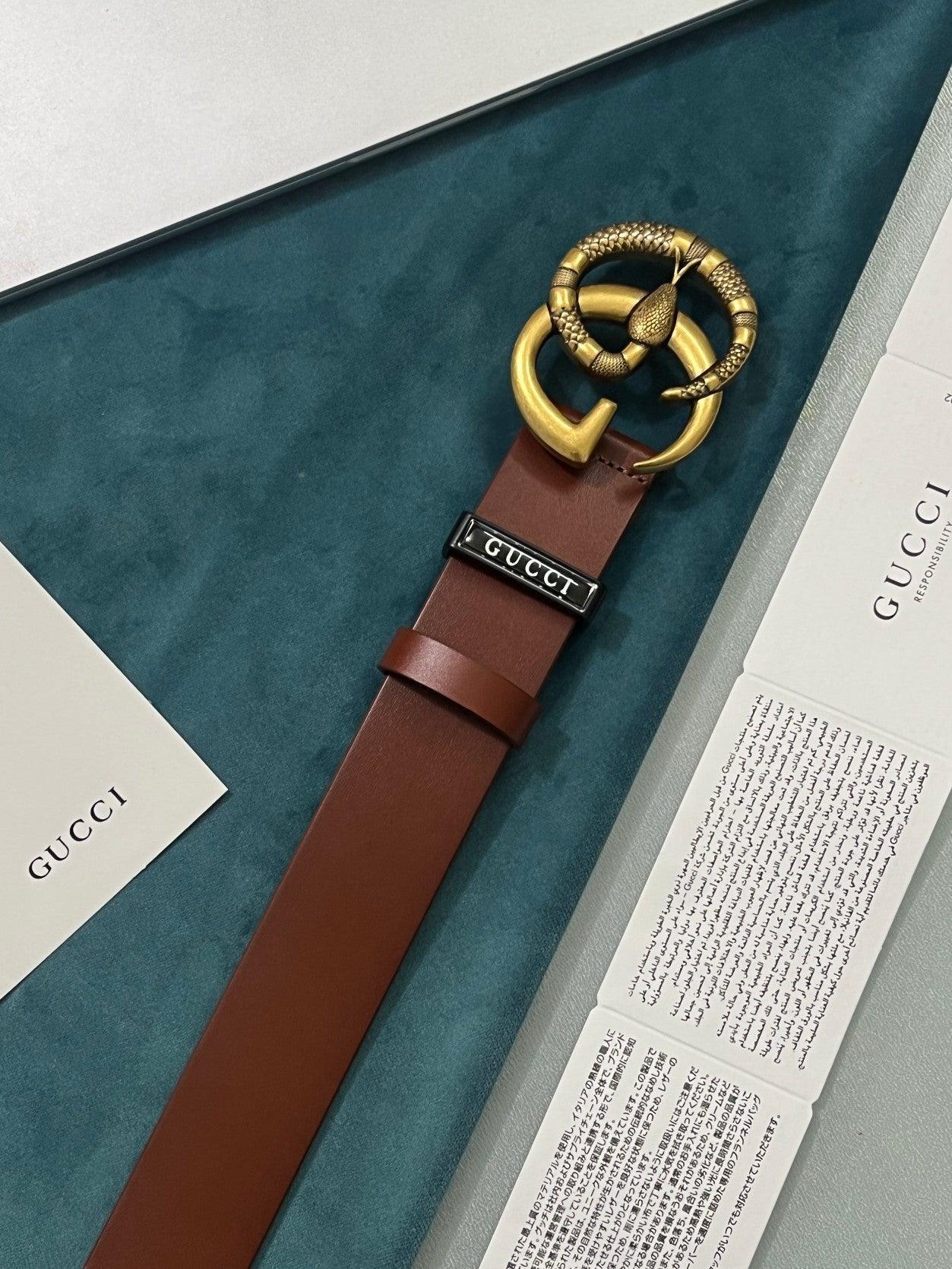 GUCCI Embellished coated-canvas and leather belt 'Brown' Banlieue91
