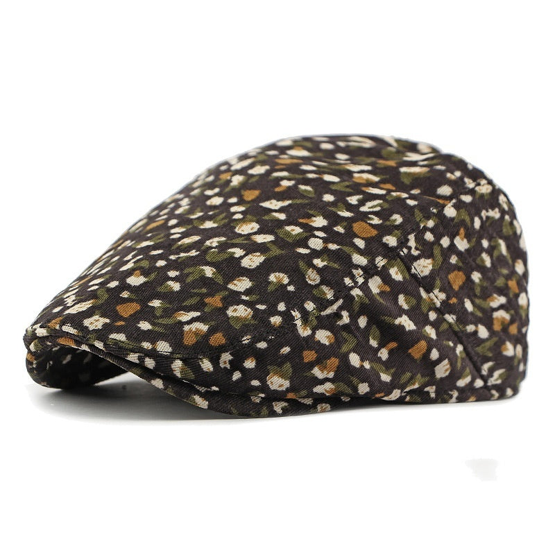 Personalized Ethnic Style Floral Beret Women's British Retro Corduroy FLIPSTYLEZLLC