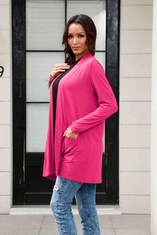 Basic Bae Full Size Open Front Long Sleeve Women Cardigan with Pockets