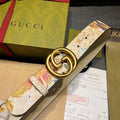 Gucci Guccissima Leather Floral Print Double Gold G Buckle Woman Belt 'Multicolor' Banlieue91