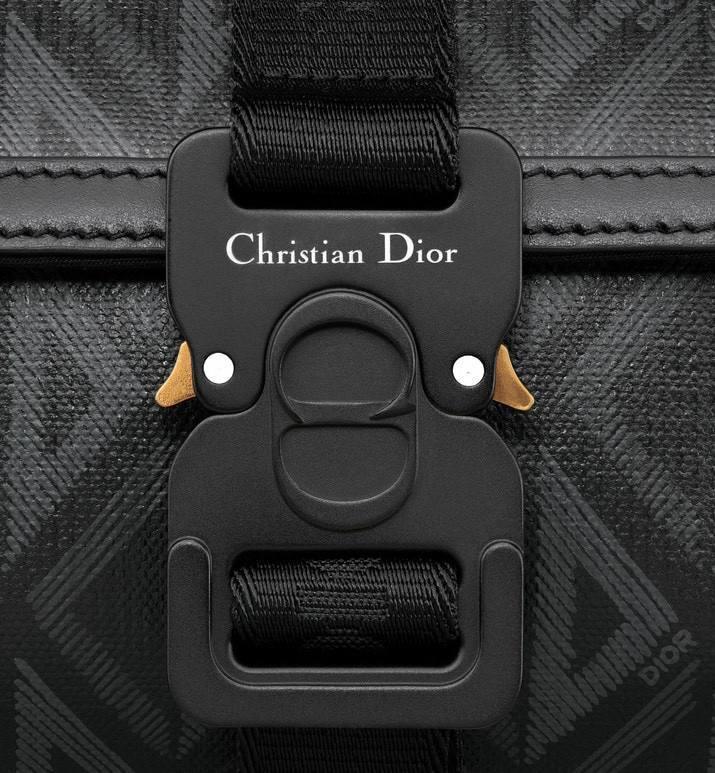 Mini Dior Hit the Road Messenger Bag with Flap Black Coated Cotton Canvas with CD Diamond Print Banlieue91