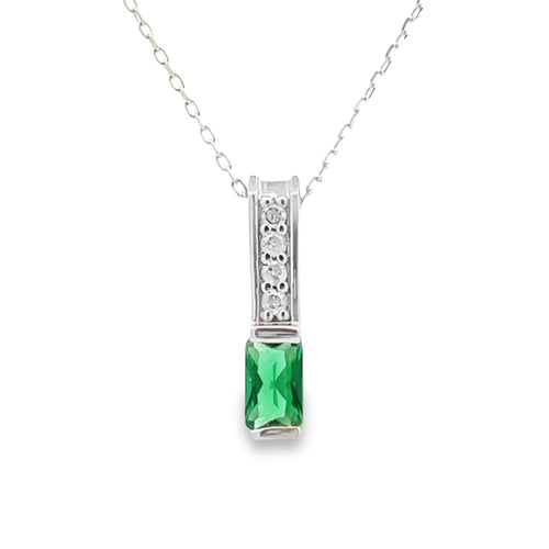 .06ct Created Emerald Fashion Pendants 10KT White Gold Bids.com