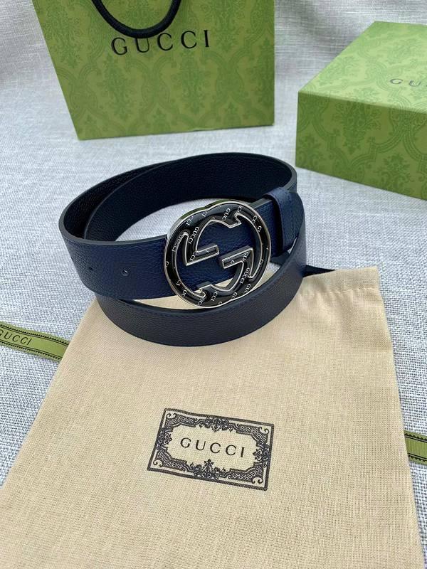 GUCCI Embellished coated-canvas and leather belt 'Blue' Banlieue91