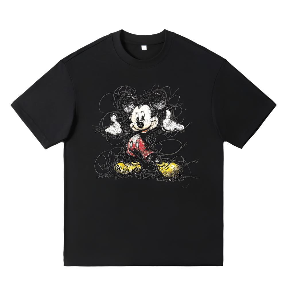 Balenciaga Black Mickey Mouse T-Shirt Without Collar Banlieue91