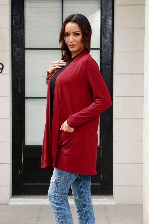 Basic Bae Full Size Open Front Long Sleeve Women Cardigan with Pockets