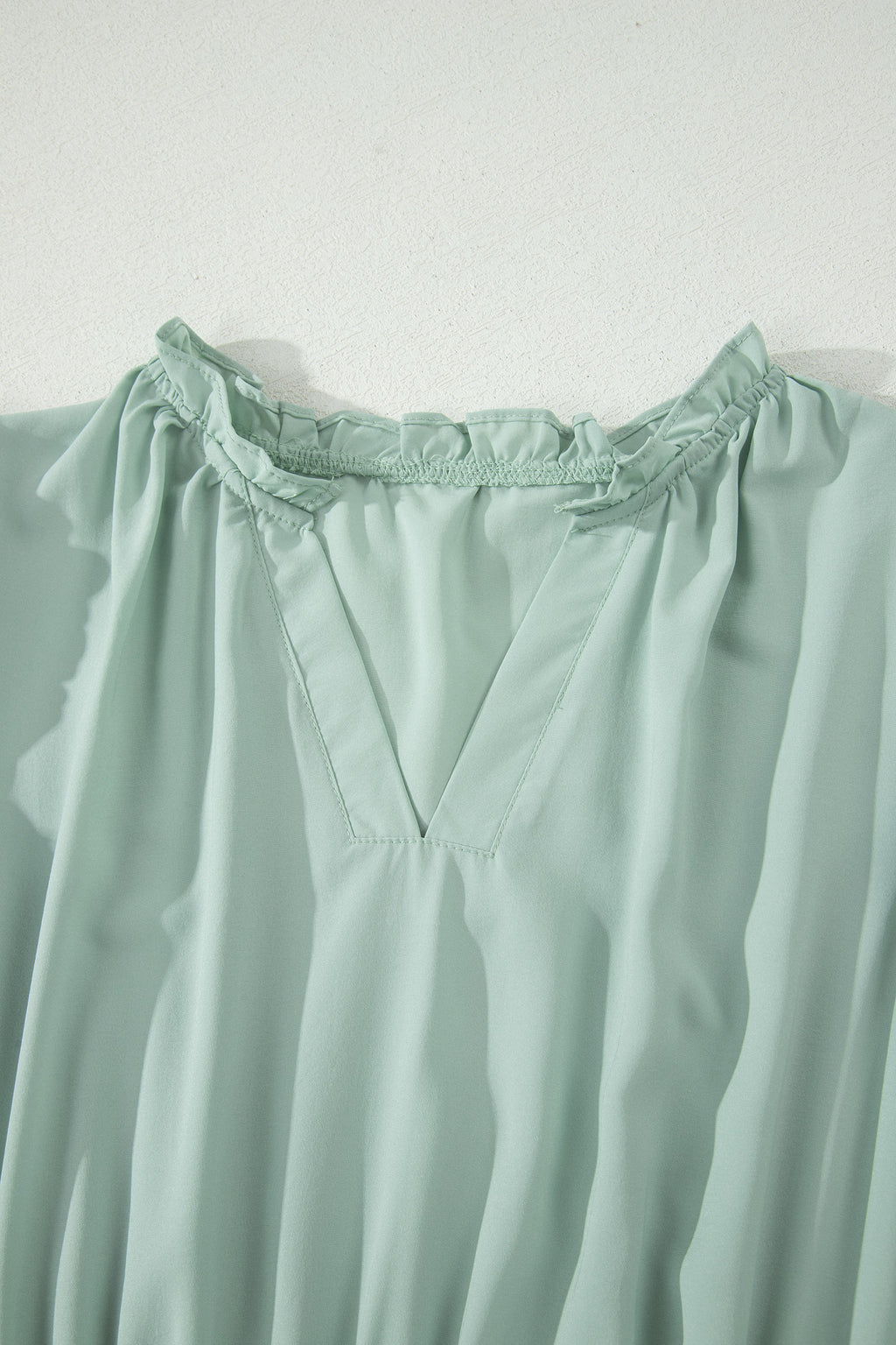 Lavendula Solid Color V Neck Short Puff Sleeve High Waist Tiered Maxi Dress
