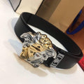 Versace Medusa 2 Tone Skinny Belt Black Leather Banlieue91