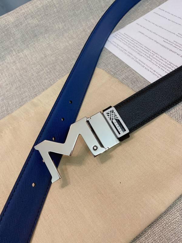 Montblanc M Buckle Reversible Leather Belt 'Black/Blue' Banlieue91