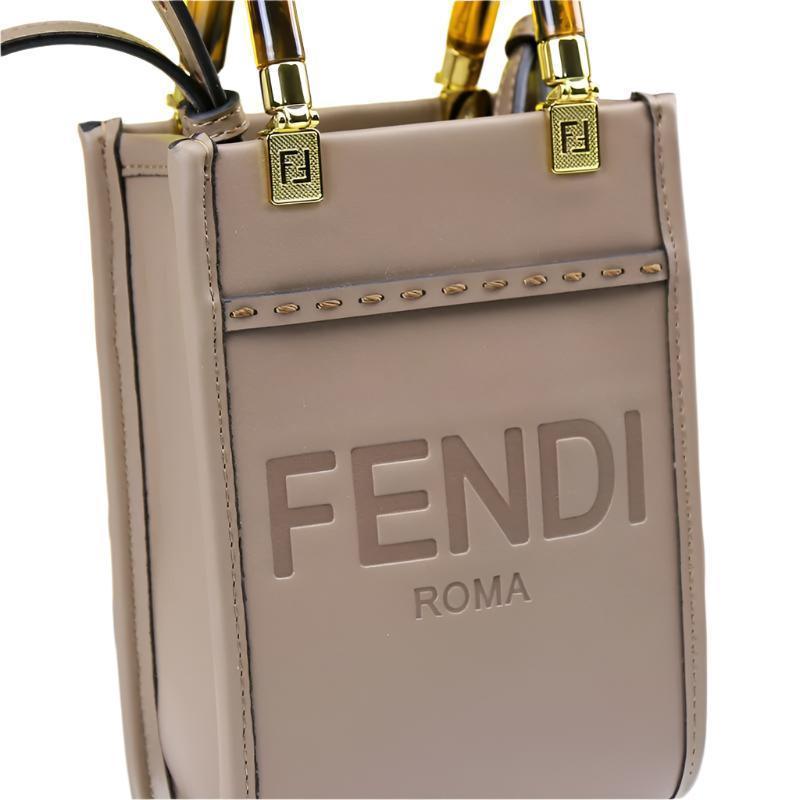 Fendi  Vitello King Plexiglass Logo Embossed Mini Fendi Sunshine Shopper Tote