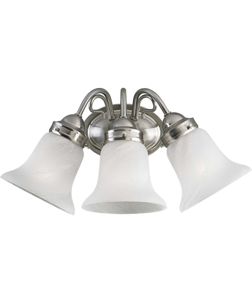 OPEN BOX Bedford 3-Light Etched Alabaster Glass Traditional Bath Vanity Light Brushed Nickel LampsUSA