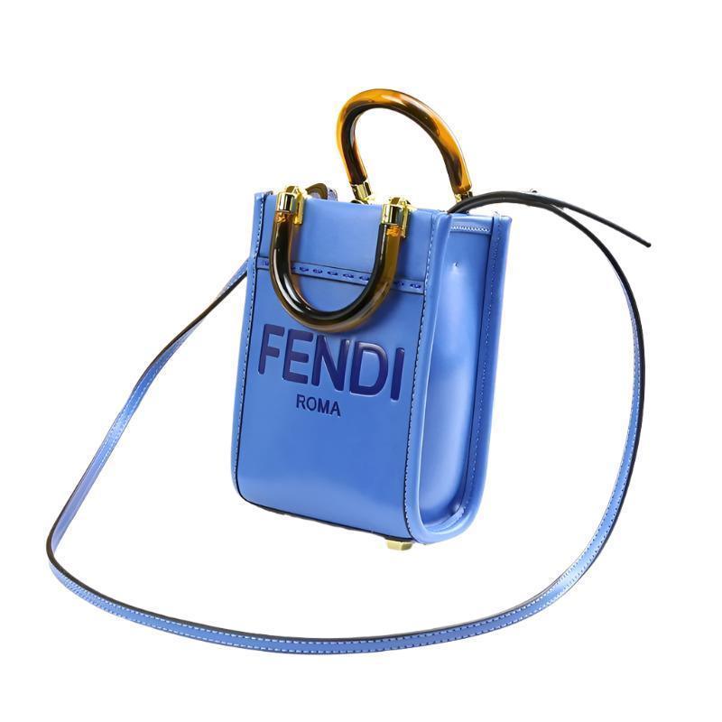 Fendi  Vitello King Plexiglass Logo Embossed Mini Fendi Sunshine Shopper Tote