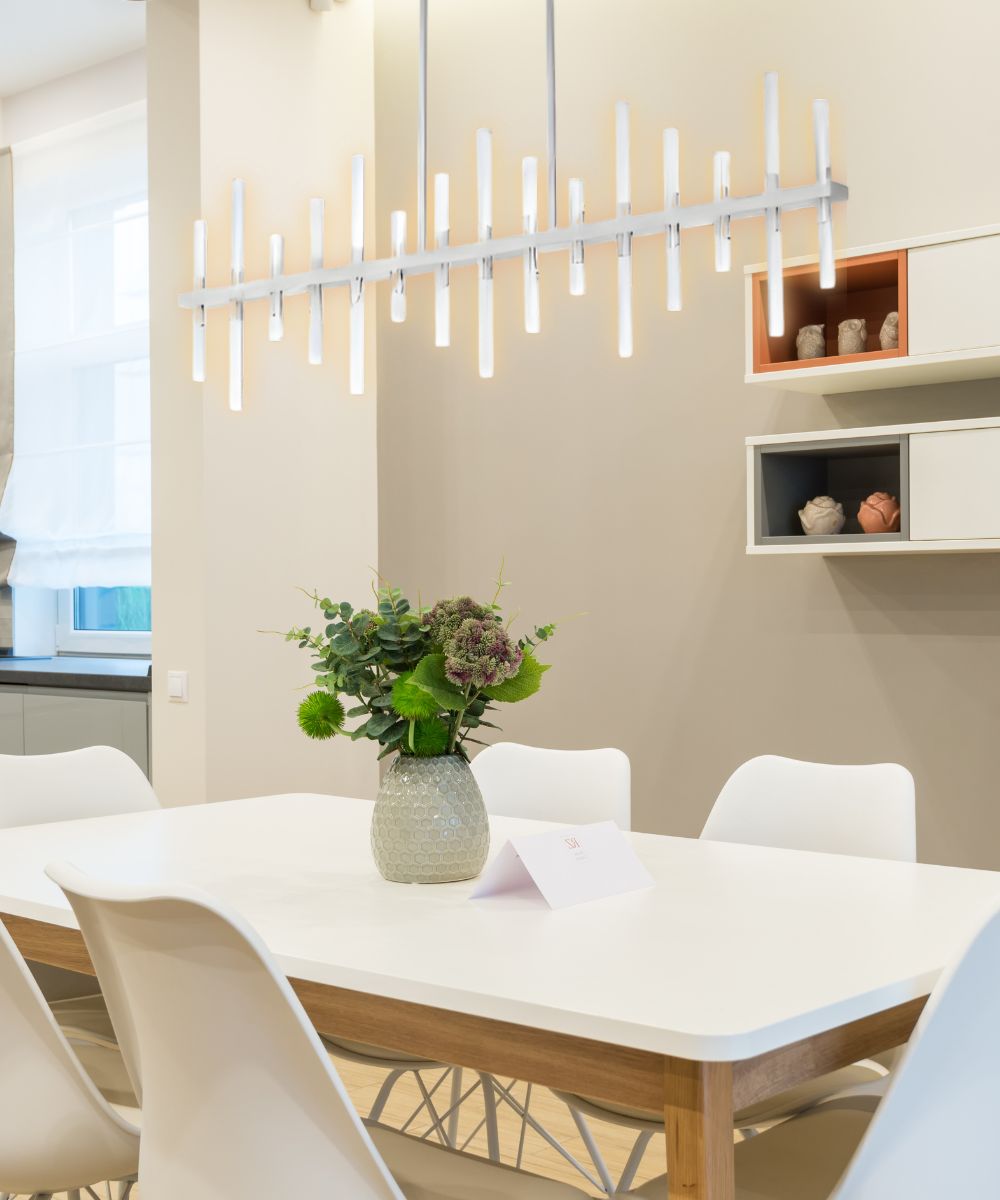 Alsy 43"W Modern Chic LED Chrome Finish Island Pendant Dining Light Fixture LampsUSA