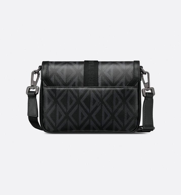 Mini Dior Hit the Road Messenger Bag with Flap Black Coated Cotton Canvas with CD Diamond Print Banlieue91