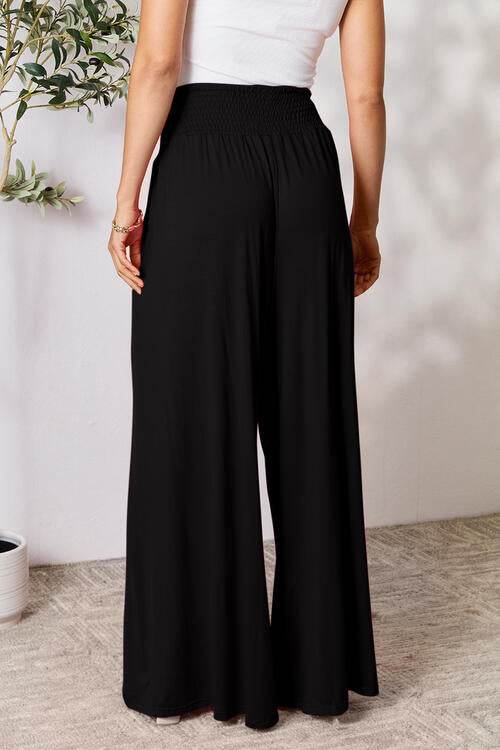 Basic Bae Full Size Smocked Wide Waistband Wide Leg Women Pants