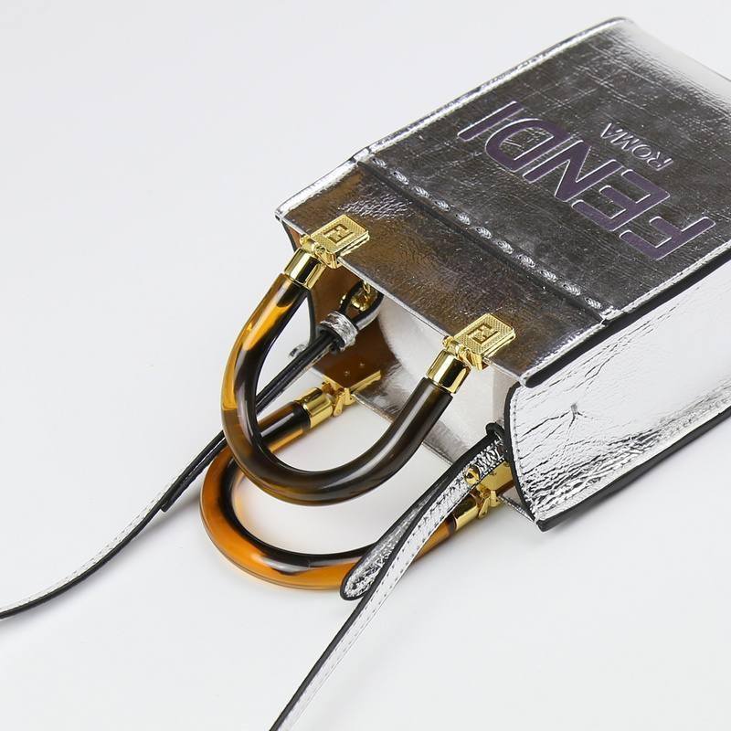 Fendi  Vitello King Plexiglass Logo Embossed Mini Fendi Sunshine Shopper Tote Banlieue91