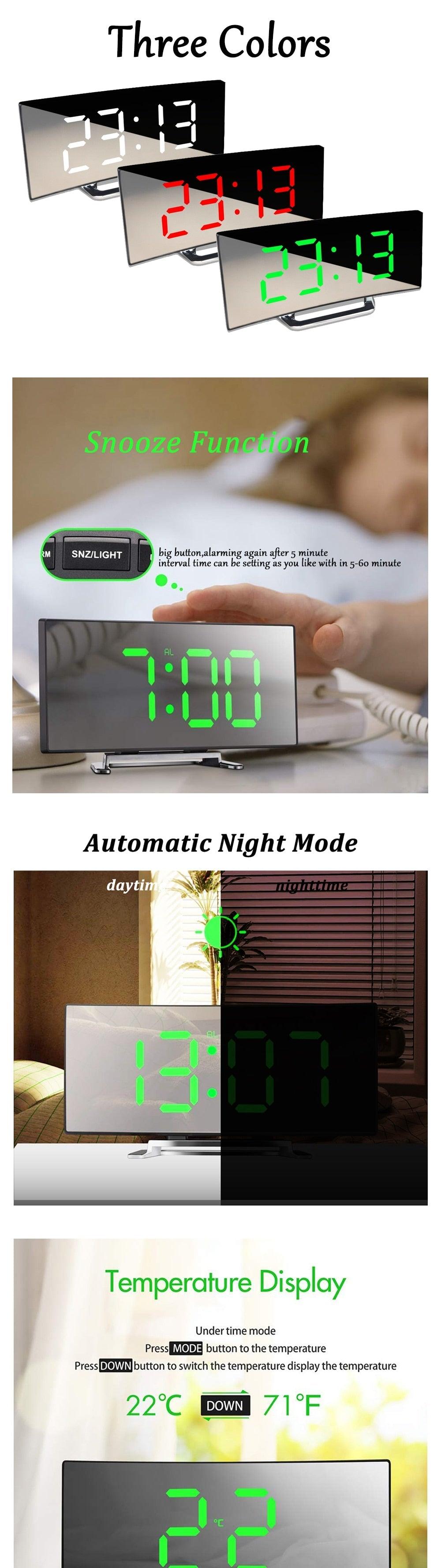 Digital Alarm Clock Alarm Clocks Adjustable Volume Alarm Clock for Bedroom Electronic 7 Inch Number Desktop Alarm Clocks For Kids Bedroom LED Screen  for Kids Bedroom Temperature Snooze Function Desk Table Clock LED Clock Electronic Watch Table Stevvex