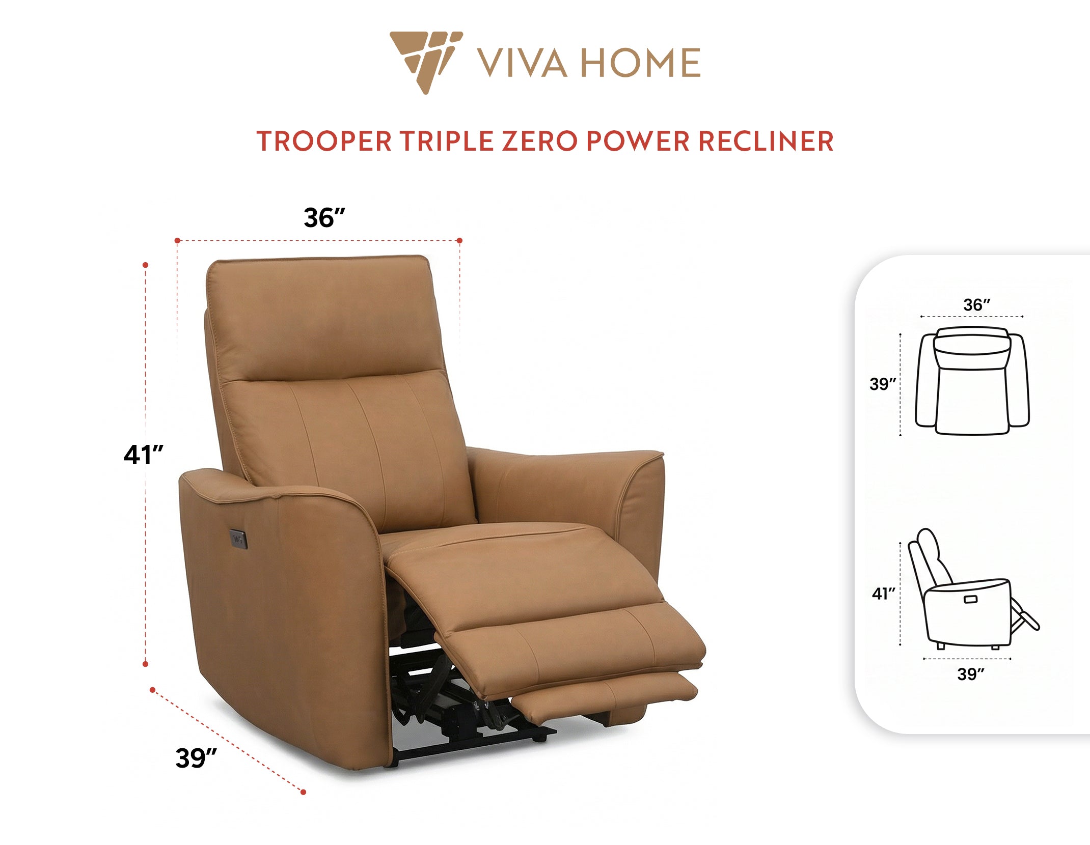 Trooper Triple Zero Power Recliner Ornate Furniture