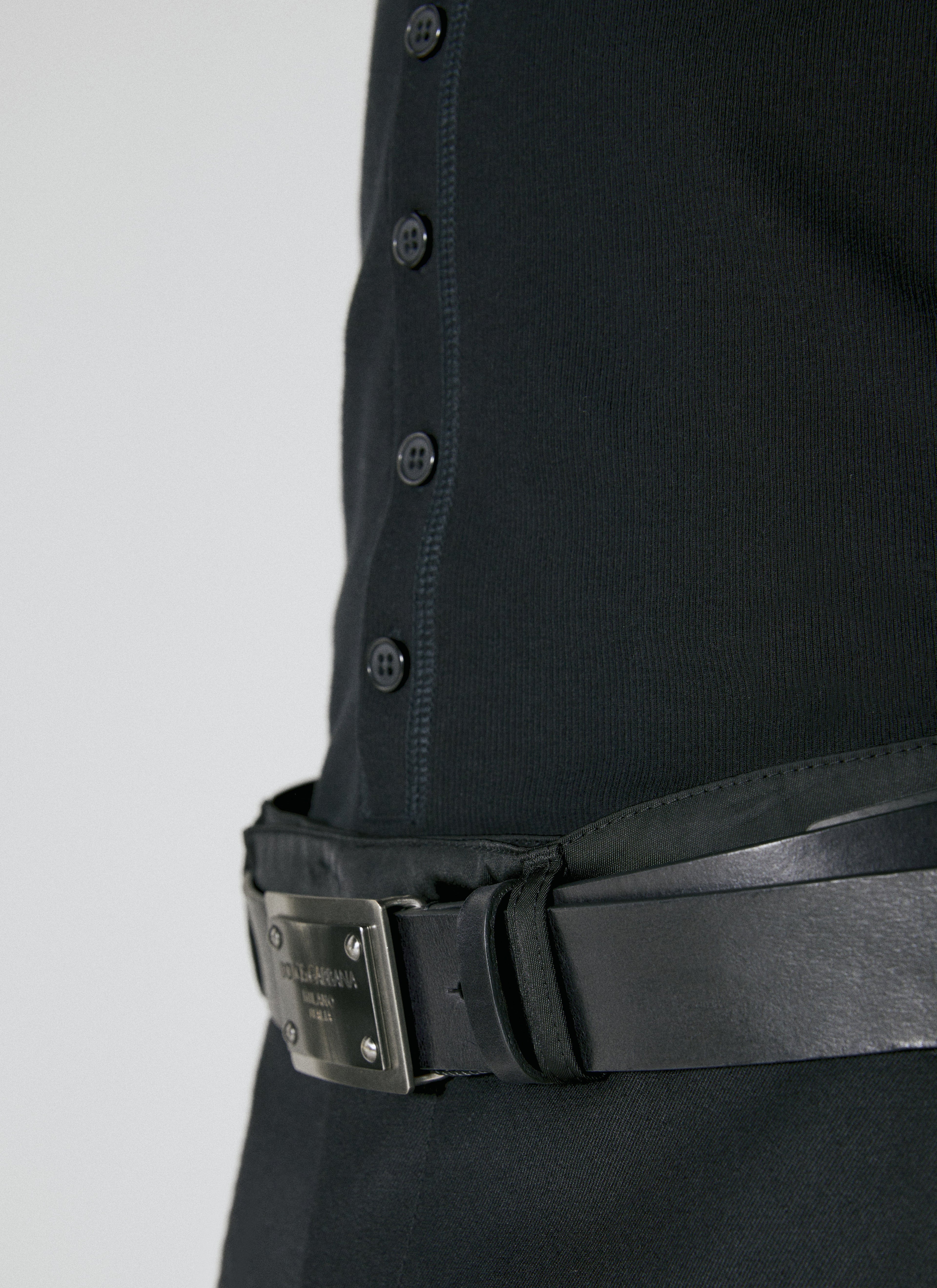 Dolce & Gabbana Men Logo Plaque Leather Belt