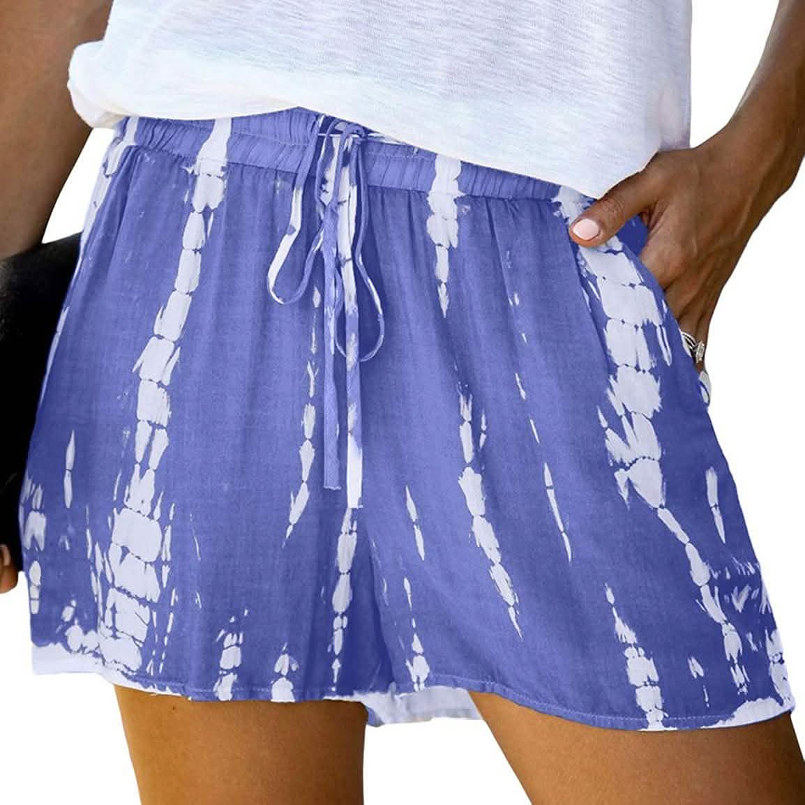 Doublju Women's Loose Fit Comfortable Elastic Waist Band and Strap Casual Shorts