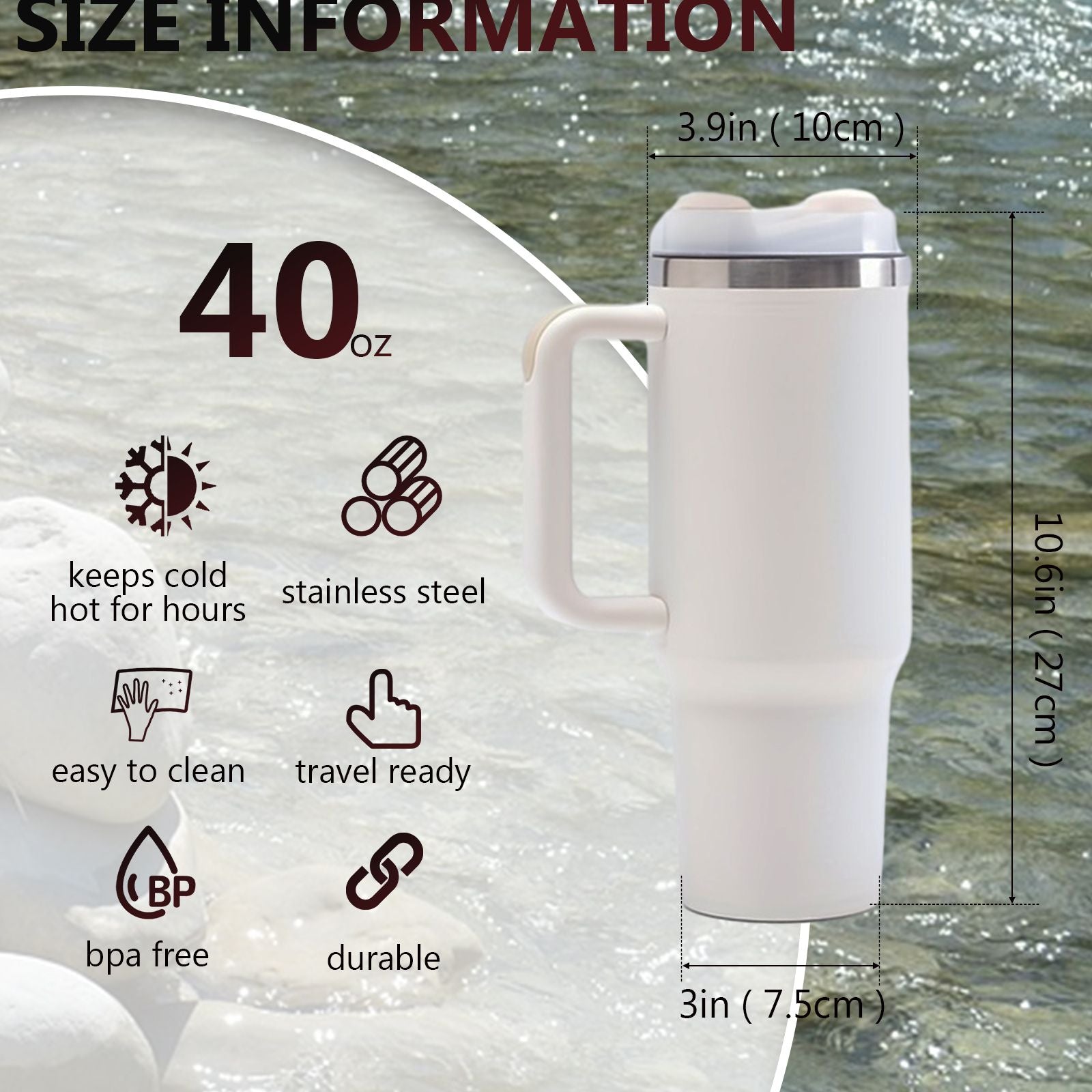 40oz V2 large capacity tumbler,  With Handle And Straw Lid, Insulated Reusable Stainless Steel Water Bottles Travel Mug Coffee Cup car cup water cup For Men Women Outdoor Camping Driving, gift