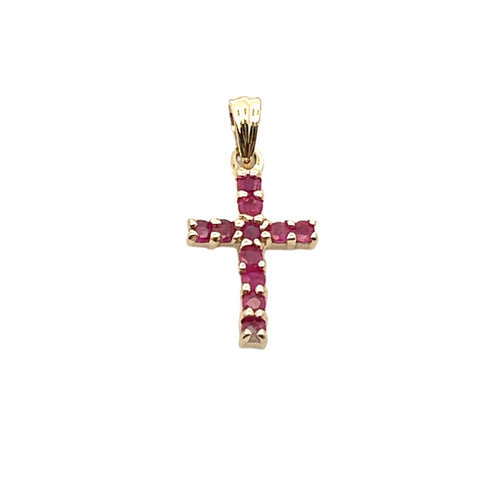 .21ct Ruby Cross Religious Pendant 10KT Yellow Gold Bids.com