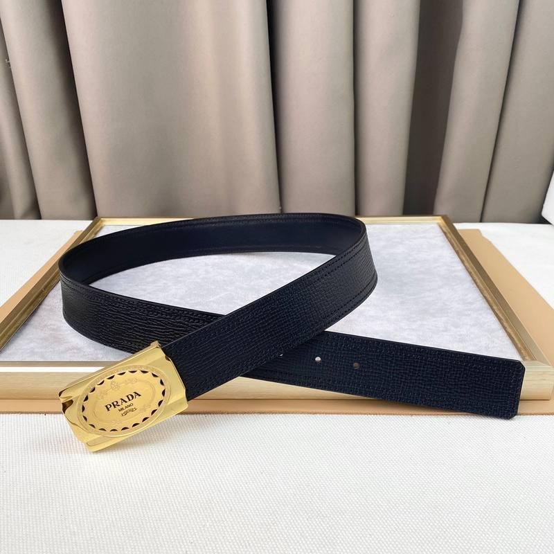 Prada Leather Belt Brushed Golden Buckle 'Black' Banlieue91