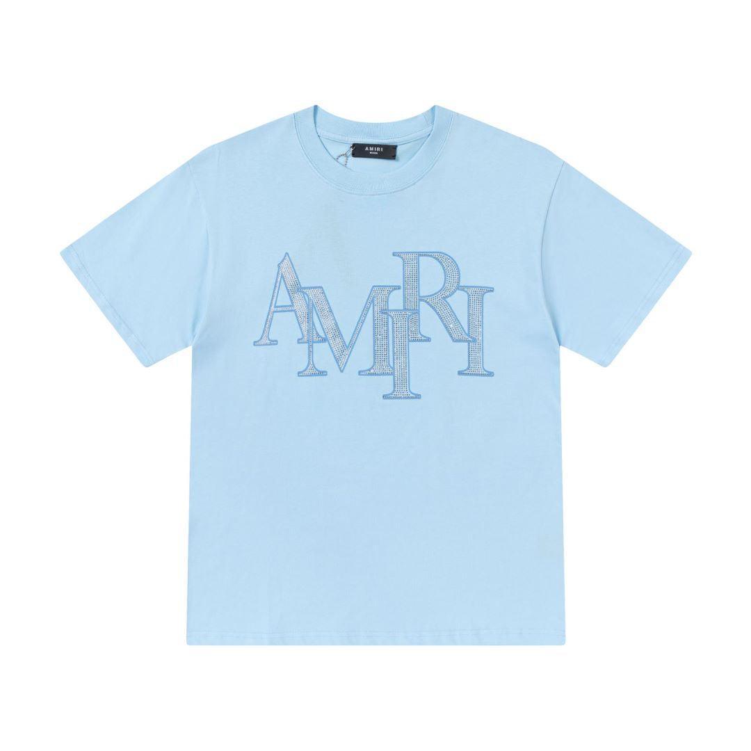 Amiri Sky Blue T-Shirt Without Collar Banlieue91