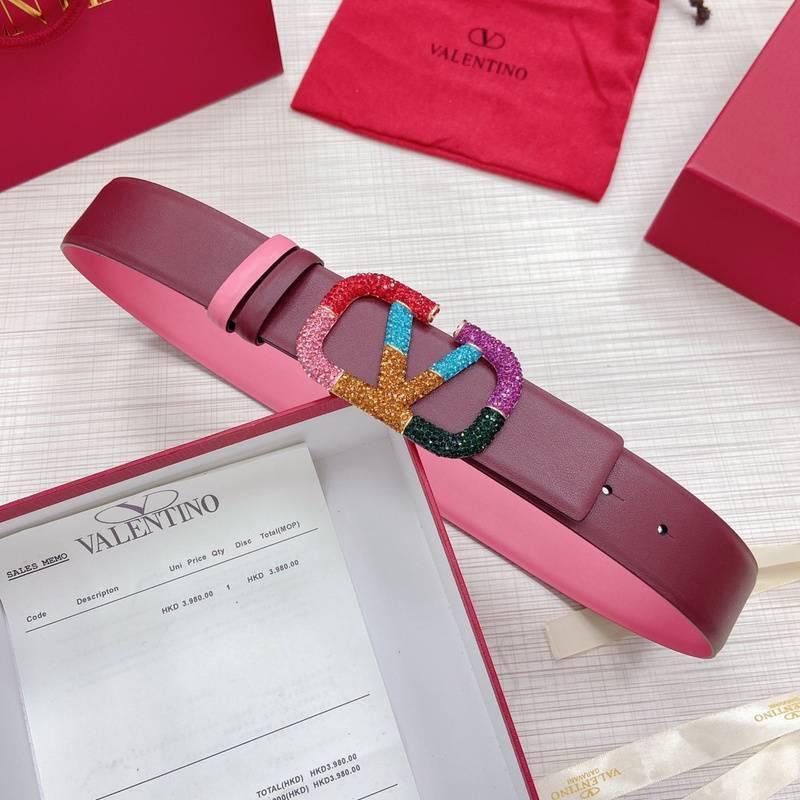 VALENTINO GARAVANI V logo Rainbow Reversible Leather Belt 'Pink/Brown' Banlieue91