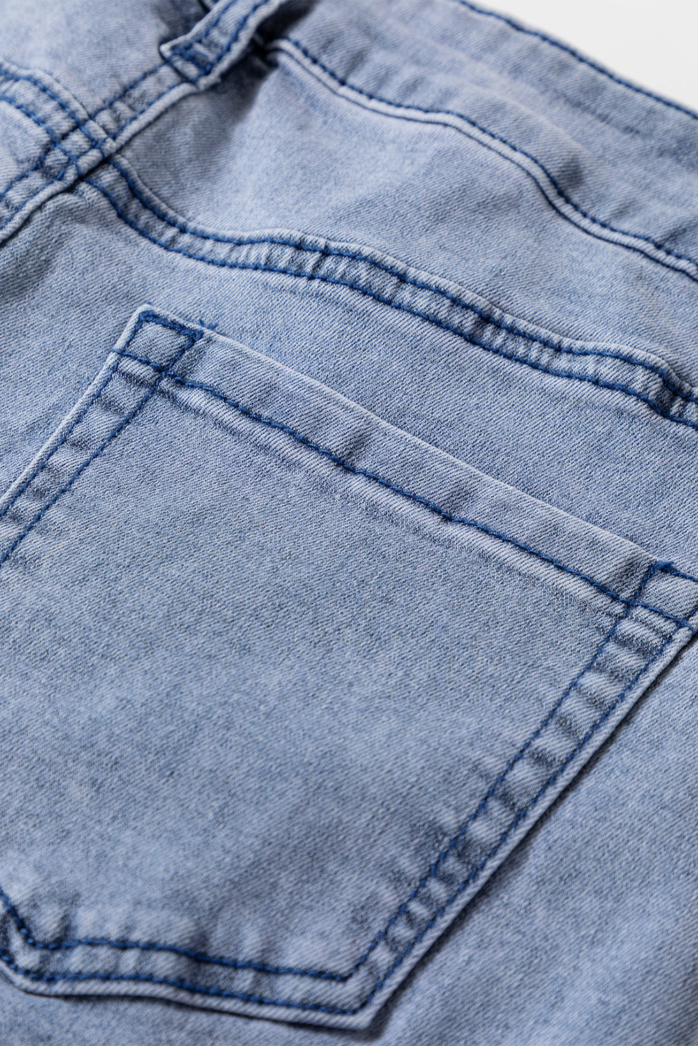 Beau Blue Button Zip High Waist Flared Hem Jeans Shewin