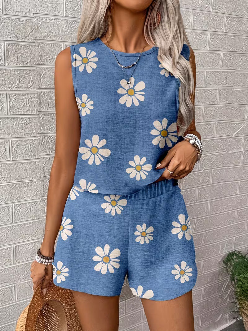 Women's Floral Print Tank Top & Shorts Two-Piece Set – Summer FitiqueFit