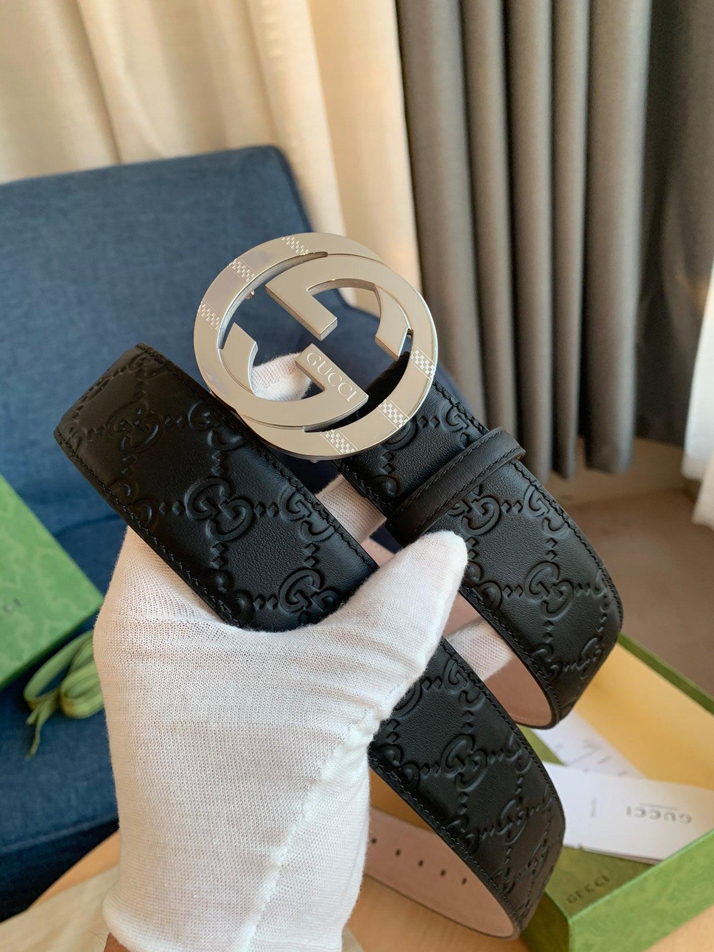 GUCCI Embellished coated-canvas and leather belt 'Black' Banlieue91