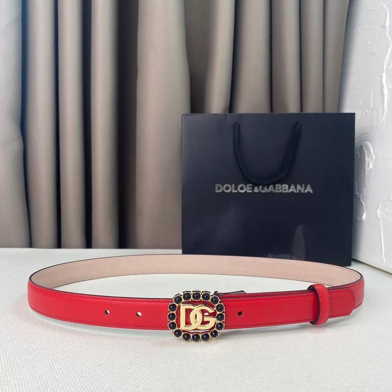 Dolce Gabbana Women Calfskin belt with bejeweled DG logo 'Red' Banlieue91
