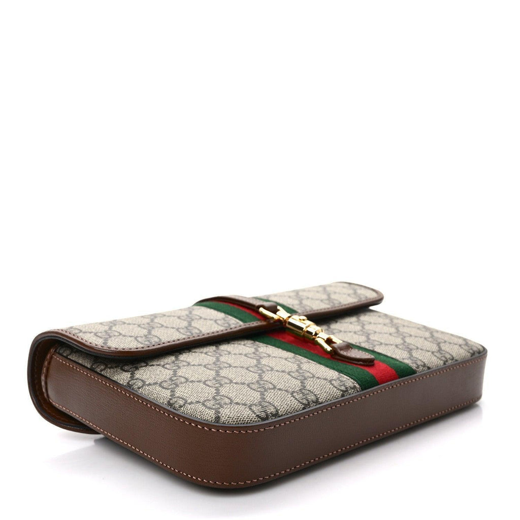 Gucci GG Supreme Monogram Azalea Calfskin Web Jackie 1961 Belt Bag Beige Ebony Brown Sugar Banlieue91